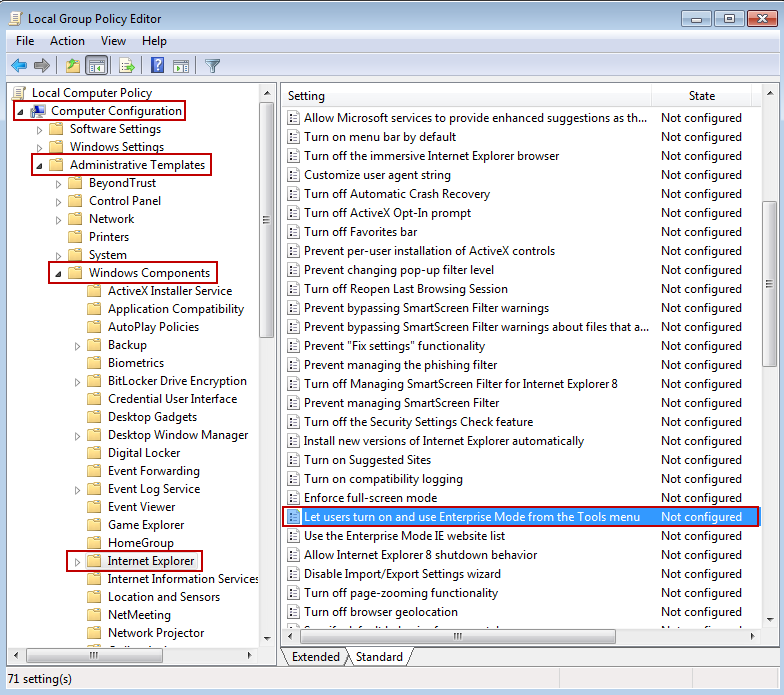 Enterprise Mode using Group Policy