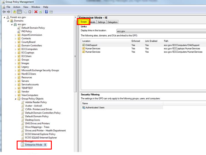 The Group Policy Management Console