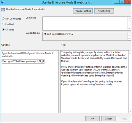 Using the Enterprise Mode Web Site List